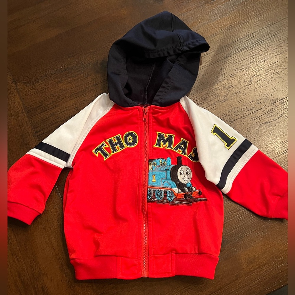 Vintage Thomas the Tank Engine Hoodie 18 mos EUC Full zip red white blue train!